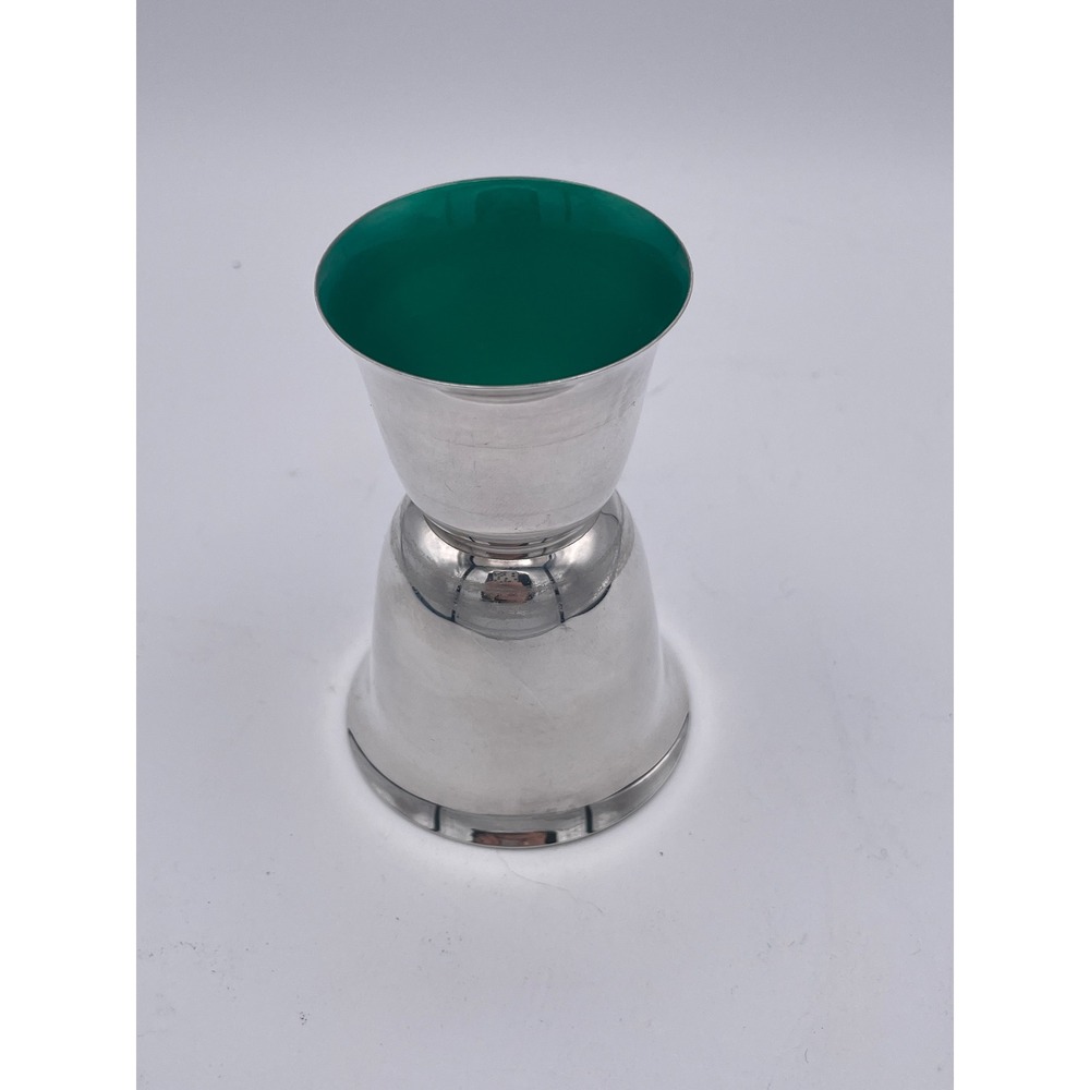 VTG Reed & Barton Silverplate Double Jigger MCM Red Green Enamel Stop Go Barware